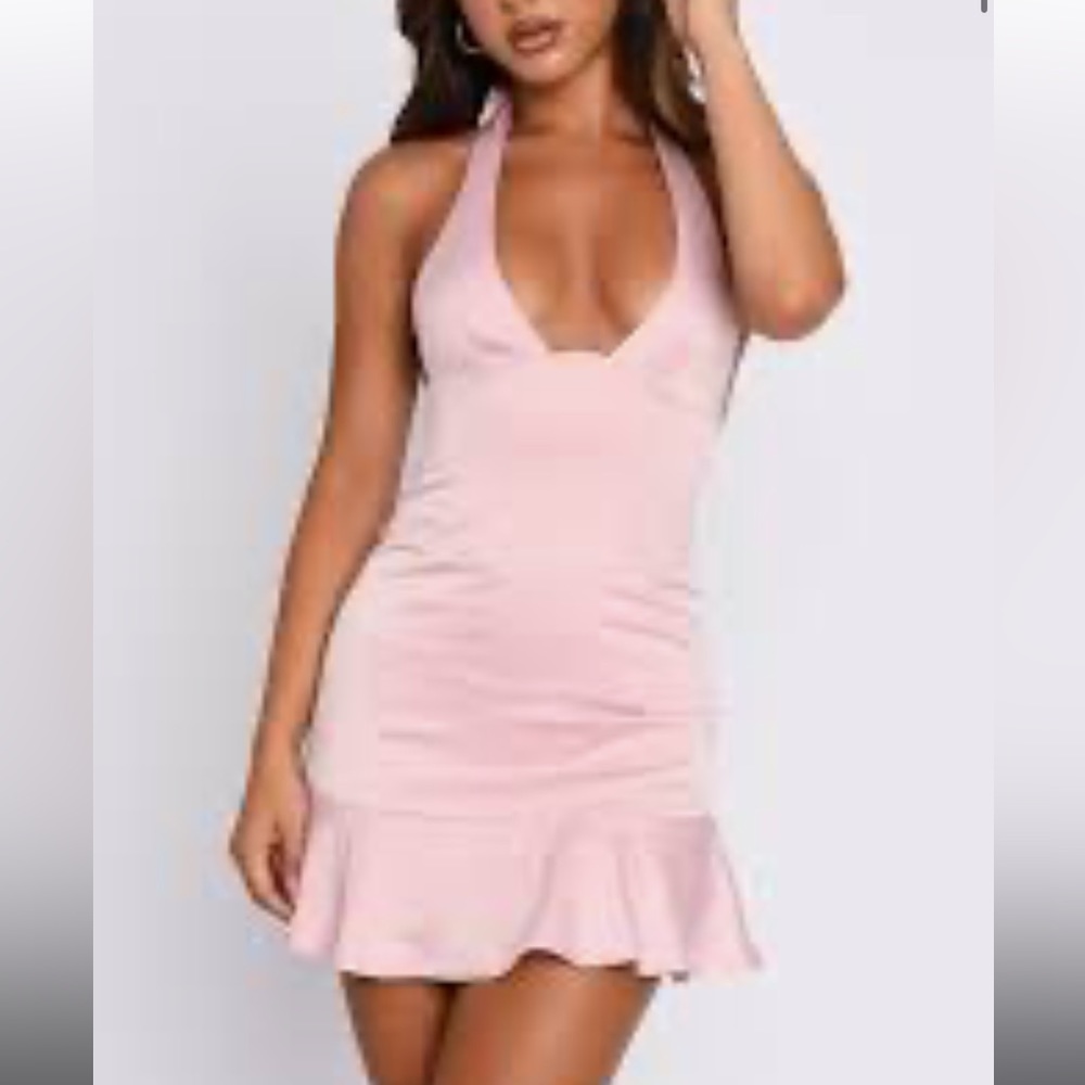 Never worn Blush pink halter mini dress